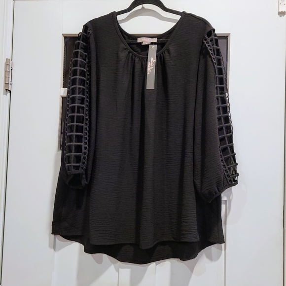 NWT 3X Open Sleeved Blk Dress Blouse - Picture 13 of 13